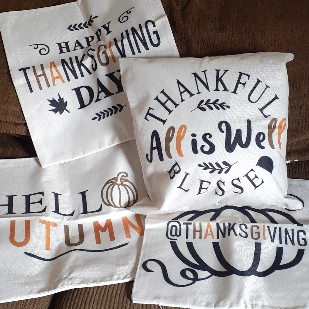 4 NWT Thanksgiving Blessed Pillow Sham Cover Cases